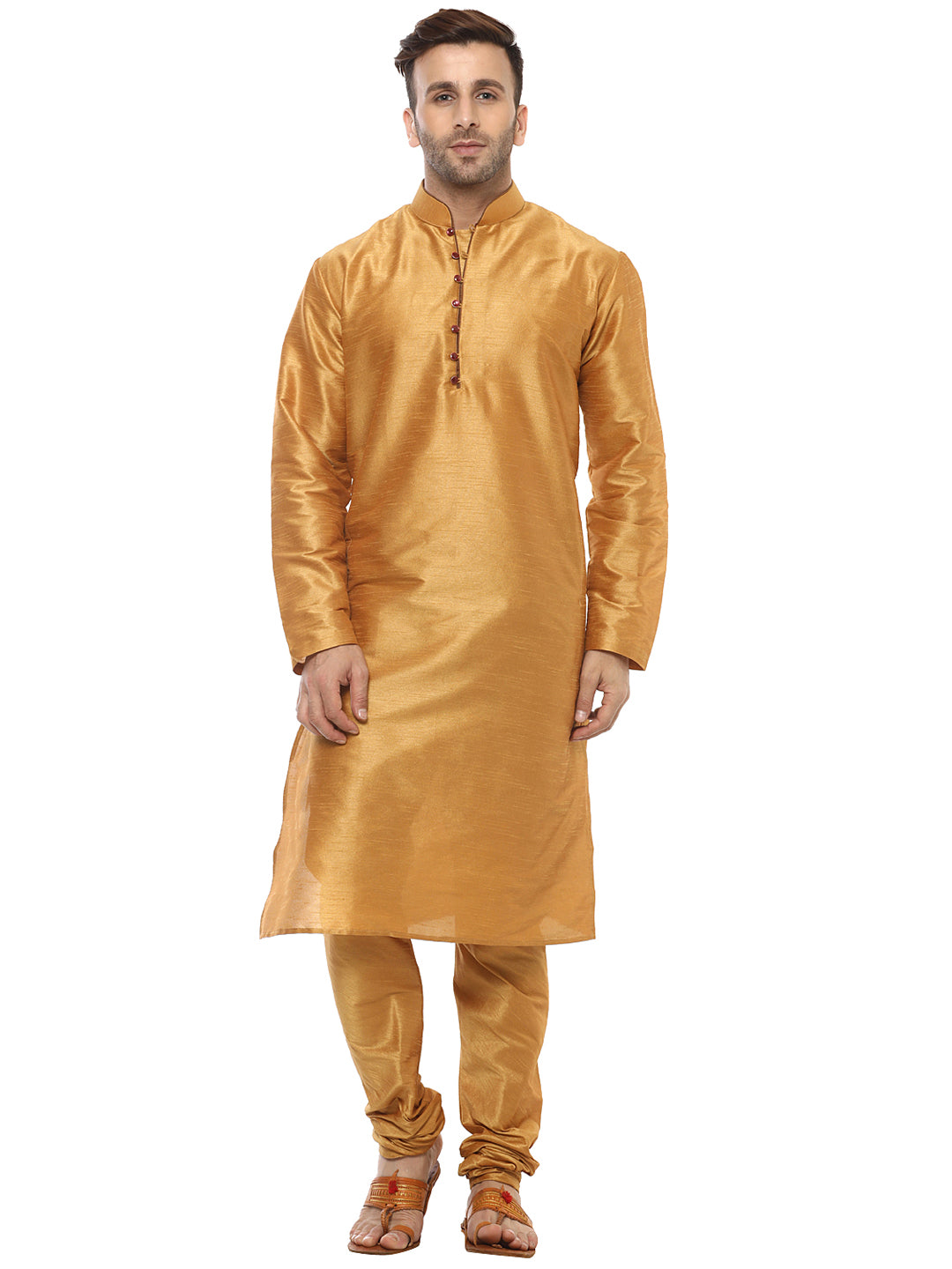 Hangup Men Partywear Yellow Kurta Pajama