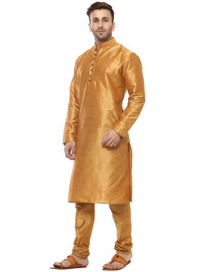 Hangup Men Partywear Yellow Kurta Pajama