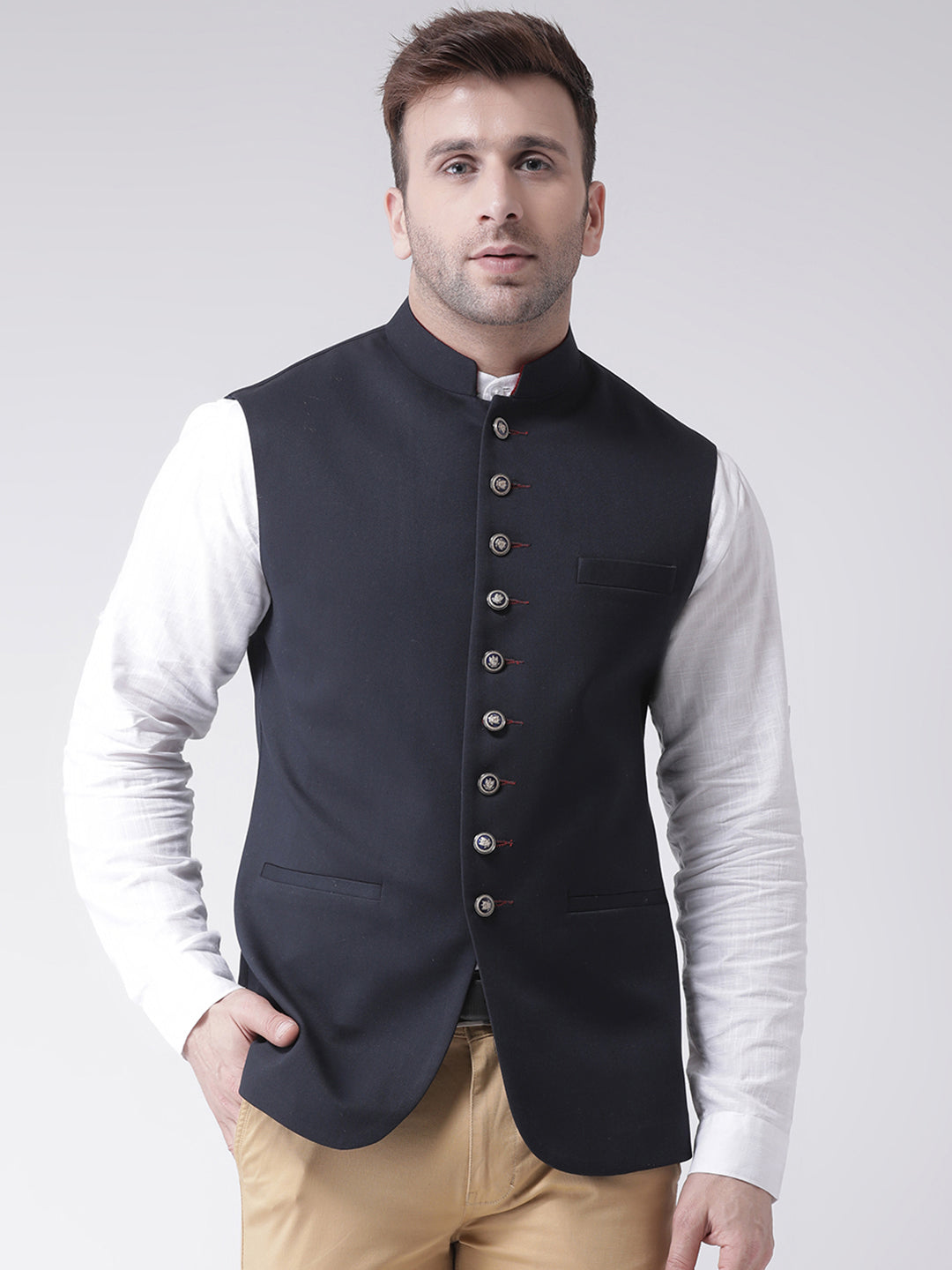 Hangup Men's Solid Blend Formal WaistCoat