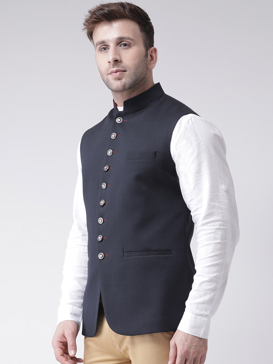 Hangup Men's Solid Blend Formal WaistCoat