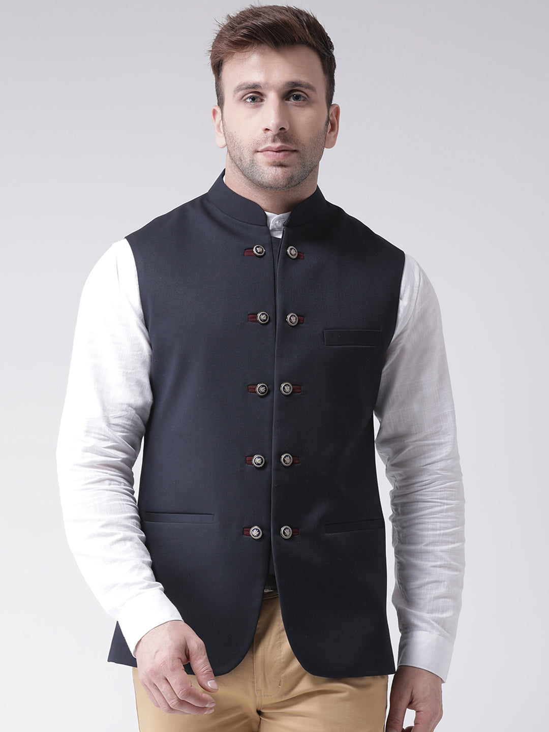 Hangup Men's Solid Blend Formal WaistCoat