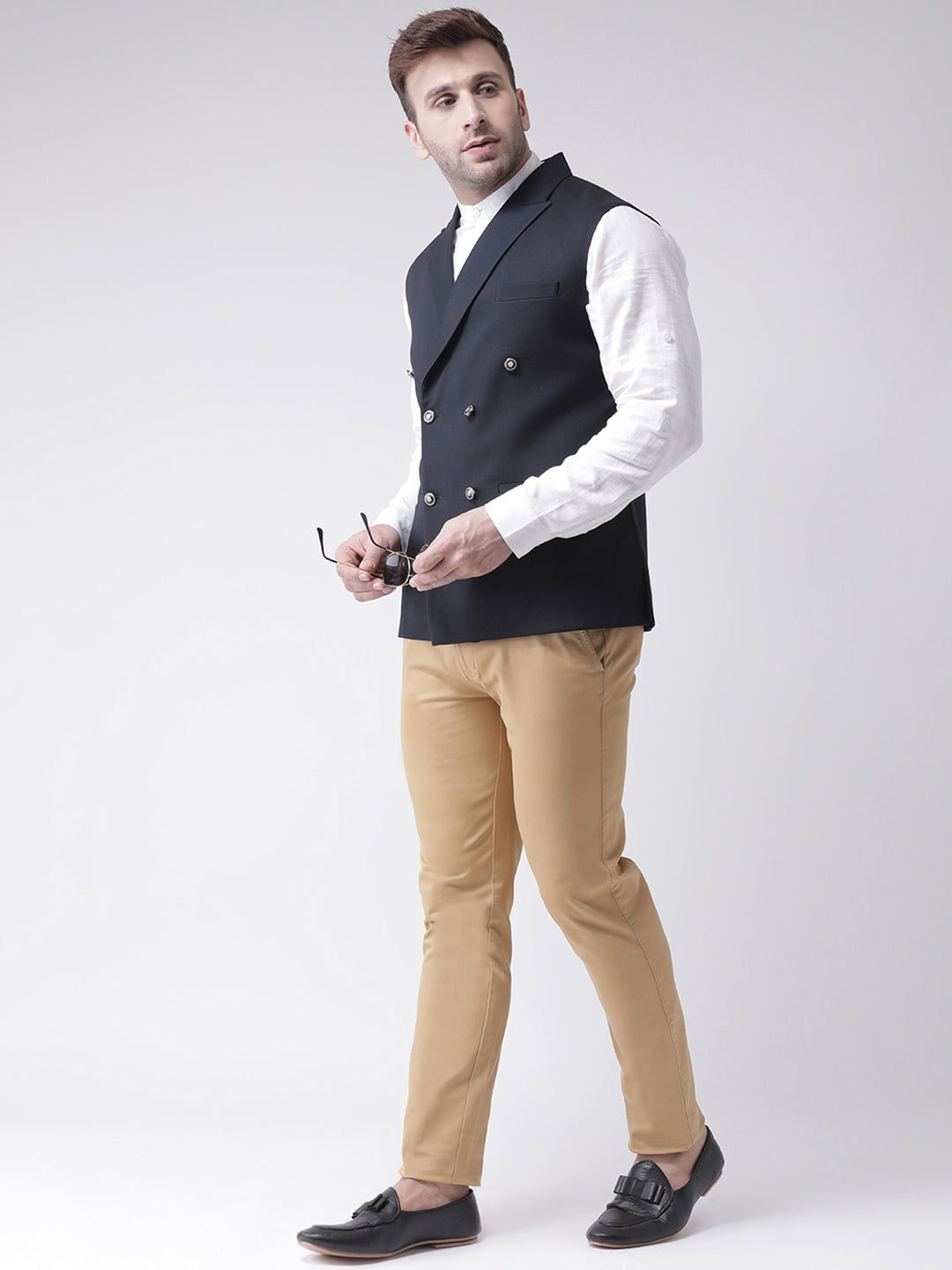 Hangup Men's Solid Blend Formal WaistCoat