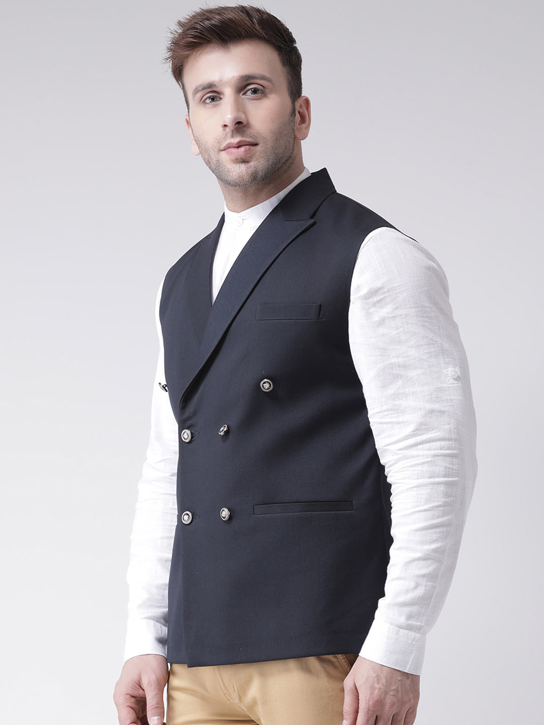 Hangup Men's Solid Blend Formal WaistCoat