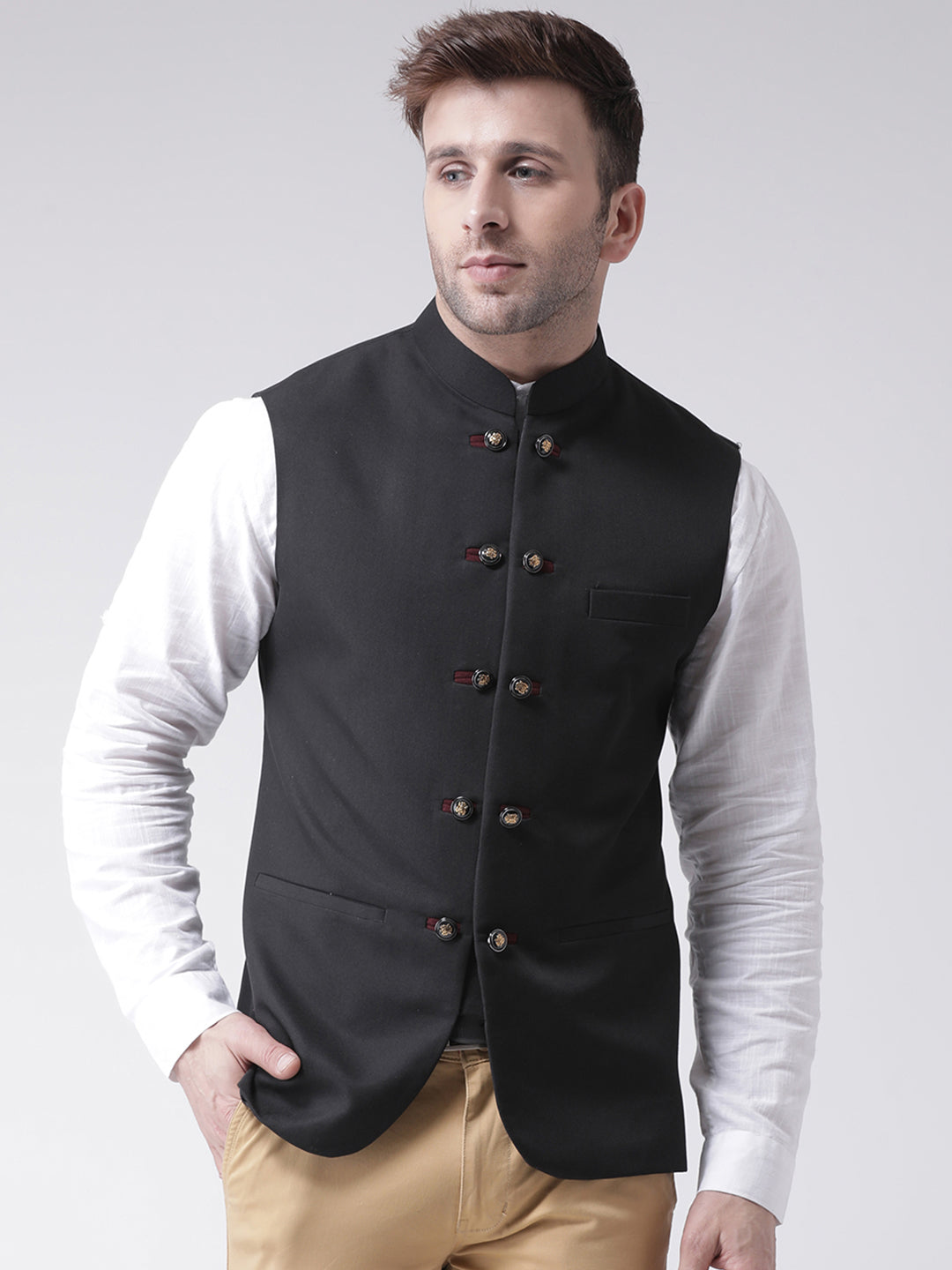 Hangup Men's Solid Blend Formal WaistCoat