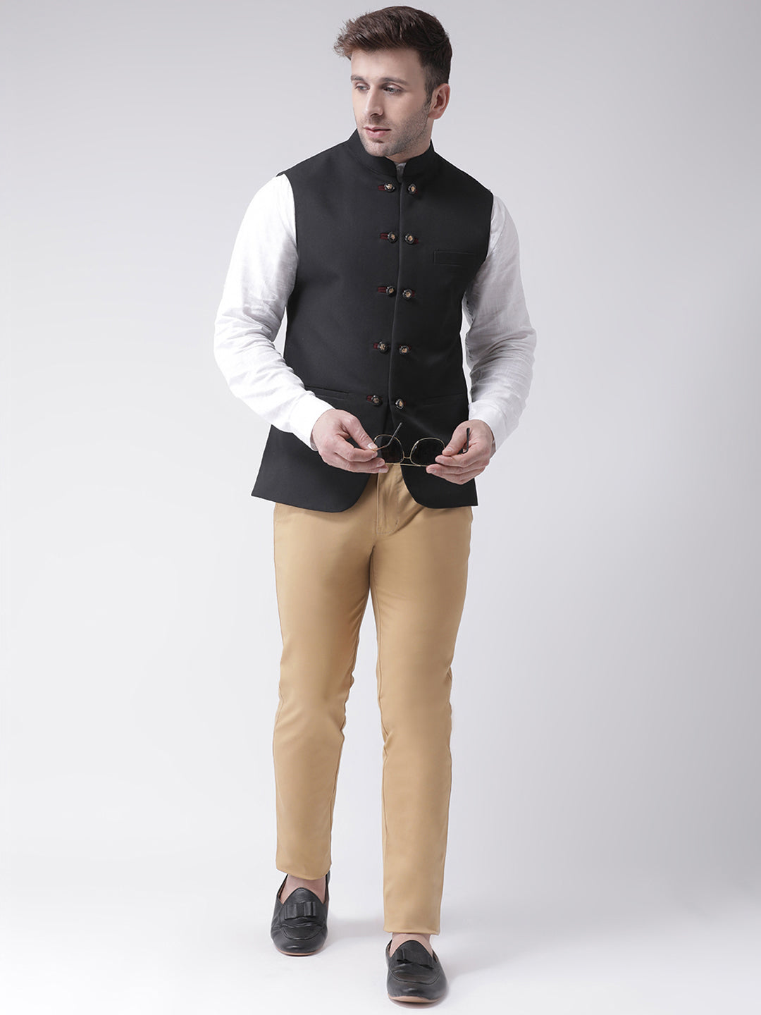 Hangup Men's Solid Blend Formal WaistCoat