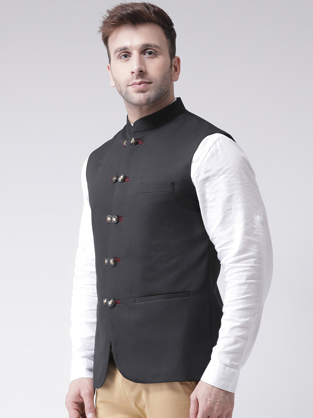 Hangup Men's Solid Blend Formal WaistCoat