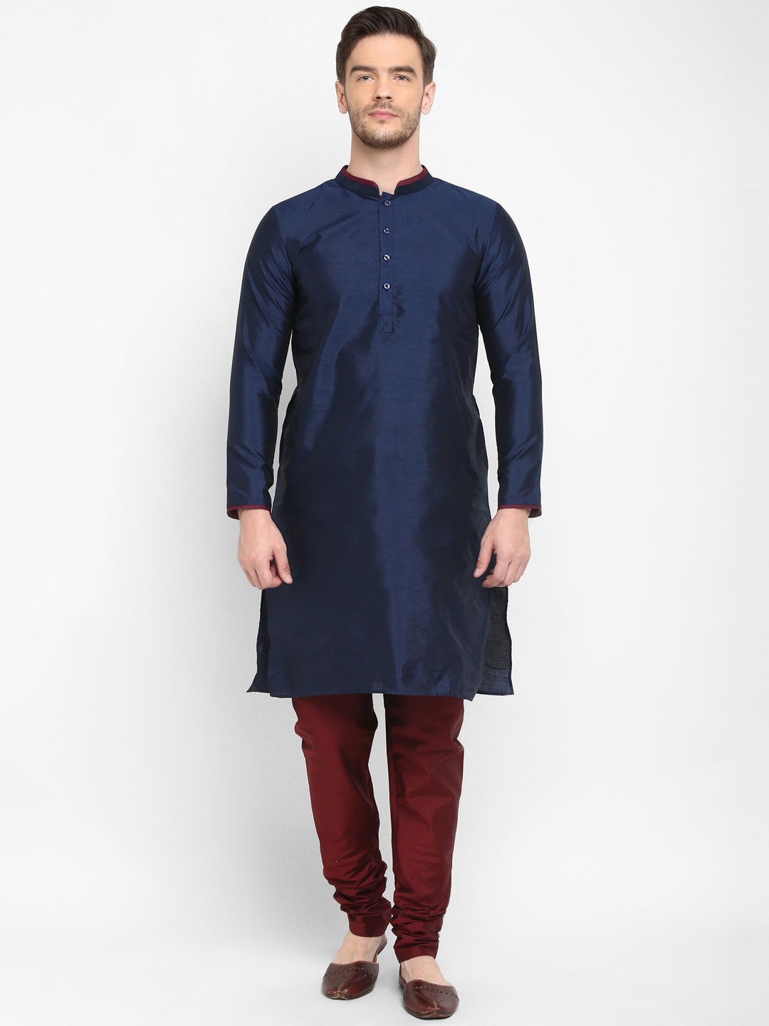 Hangup Men Regular Fit Solid Dupion Kurta Pyjama Set