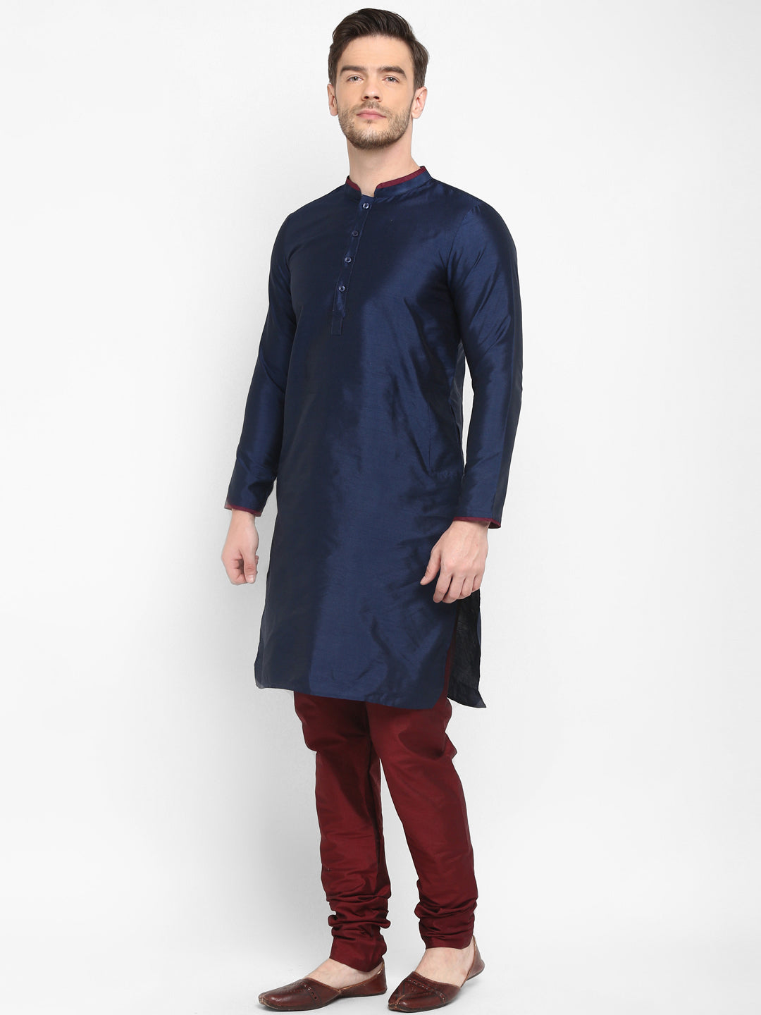 Hangup Men Regular Fit Solid Dupion Kurta Pyjama Set