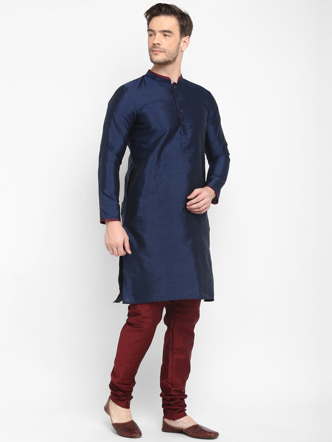 Hangup Men Regular Fit Solid Dupion Kurta Pyjama Set