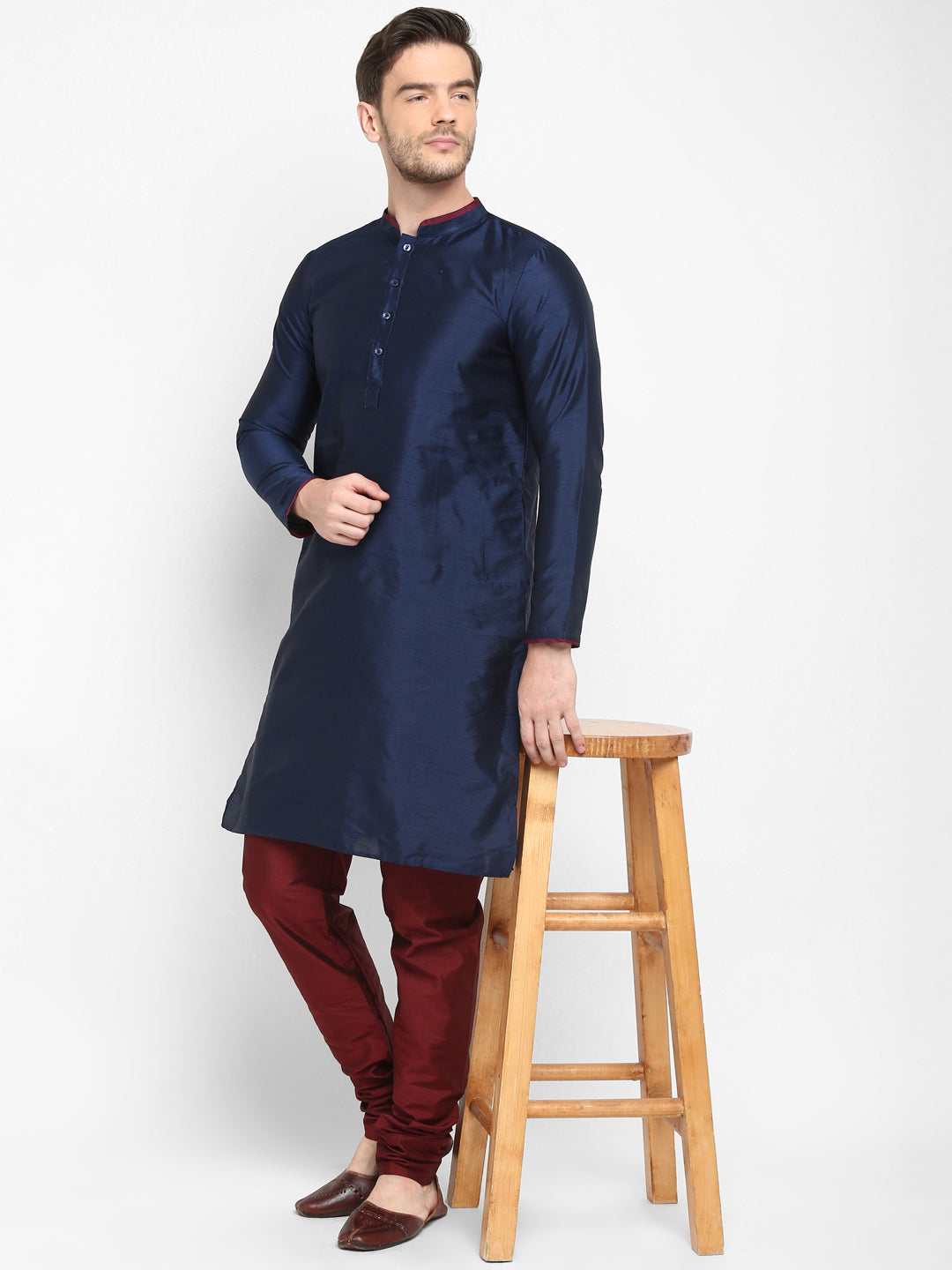 Hangup Men Regular Fit Solid Dupion Kurta Pyjama Set