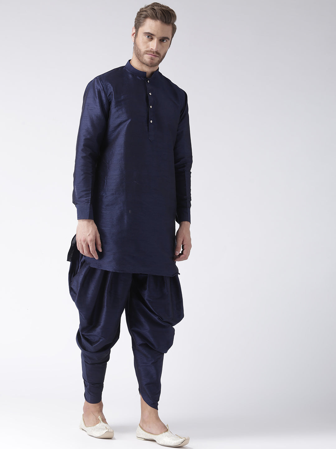 Hangup Men's Regular Solid Dupion Kurta Harem