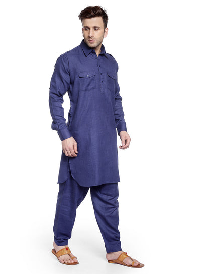 Hangup Men's Regular Fit Solid Cotton Kurta Pajama