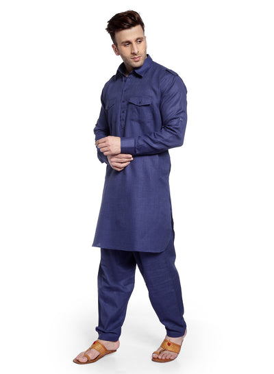 Hangup Men's Regular Fit Solid Cotton Kurta Pajama