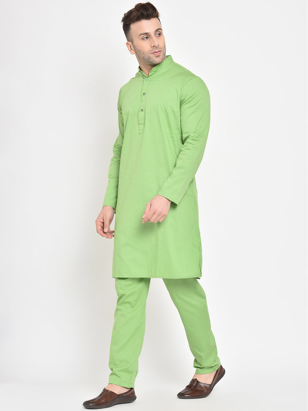 Hangup Men Regular Fit Solid PolyRayon 2Pc Kurta Pyjama Set