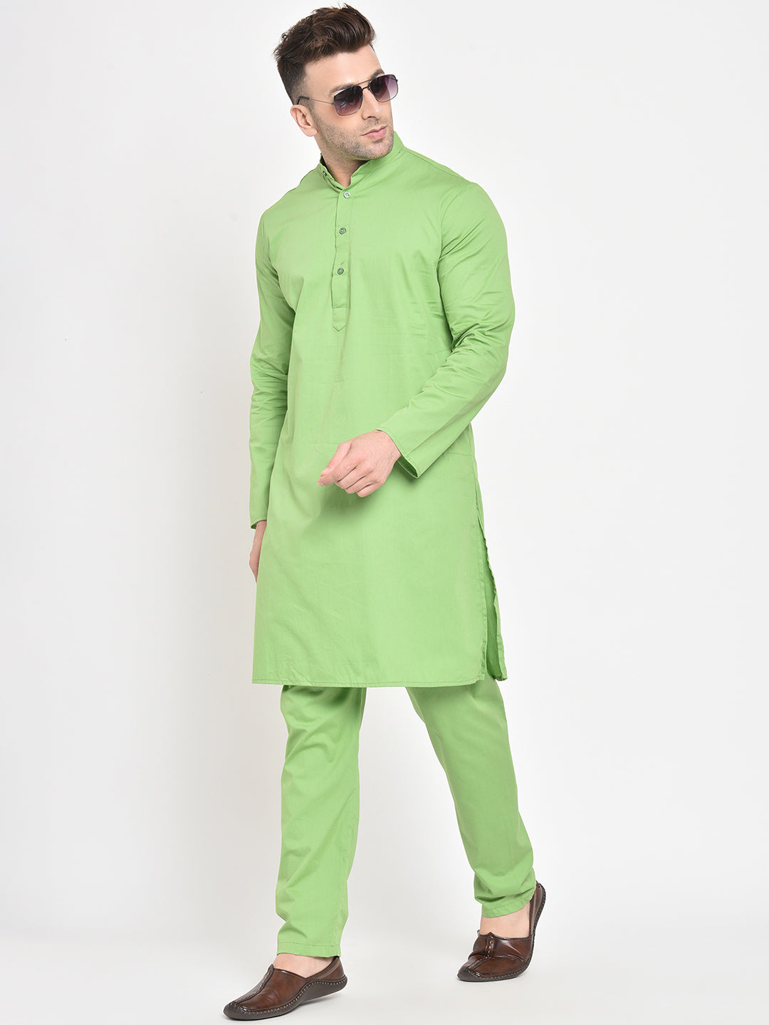 Hangup Men Regular Fit Solid PolyRayon 2Pc Kurta Pyjama Set