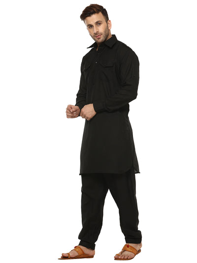 Hangup Men's Regular Fit Solid Cotton Kurta Pajama