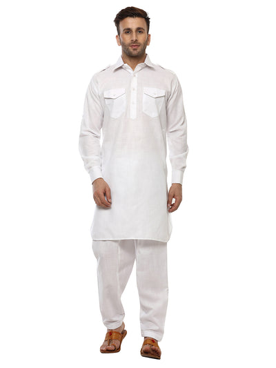 Hangup Men's Regular Fit Solid Cotton Kurta Pajama