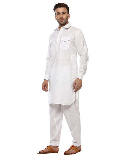 Hangup Men's Regular Fit Solid Cotton Kurta Pajama