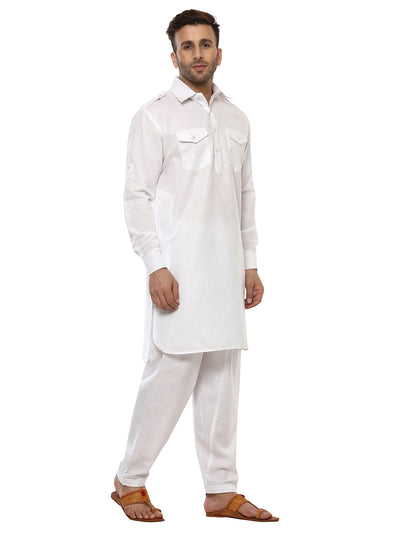 Hangup Men's Regular Fit Solid Cotton Kurta Pajama