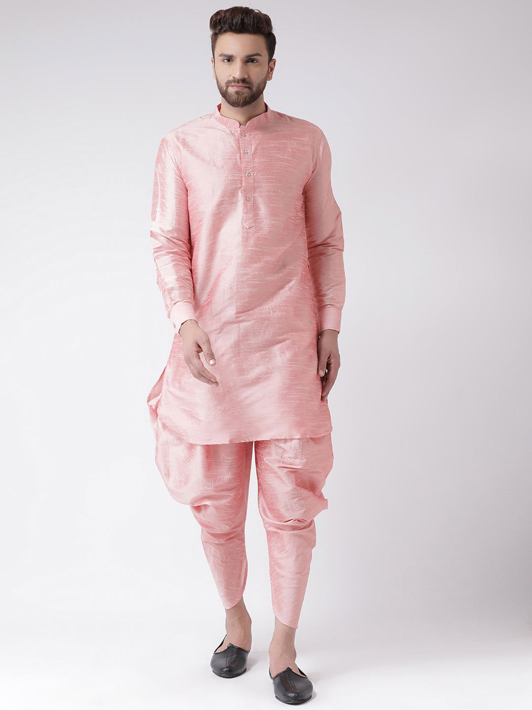 Hangup Men's Regular Solid Silk Blend Kurta Harem