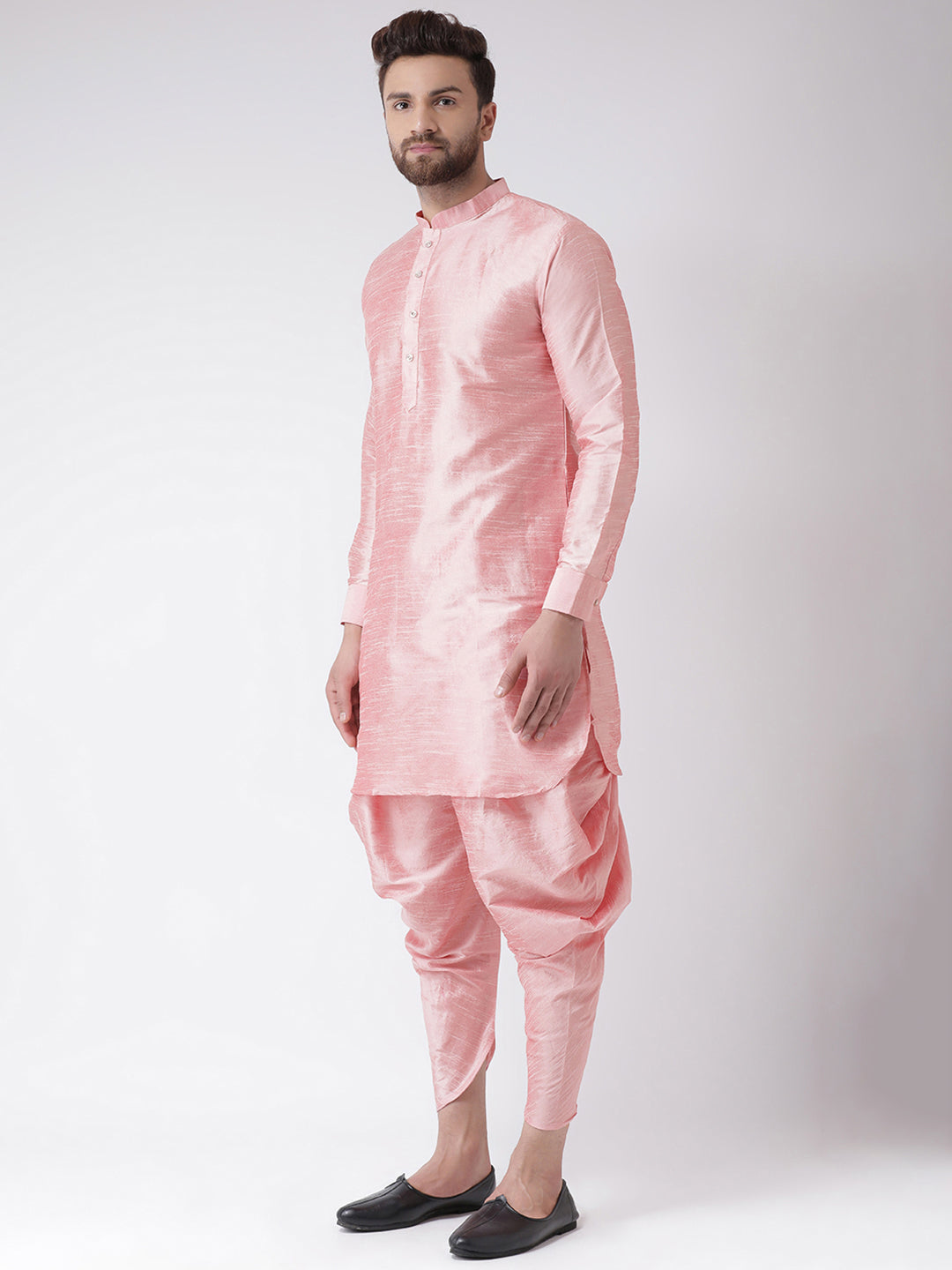 Hangup Men's Regular Solid Silk Blend Kurta Harem