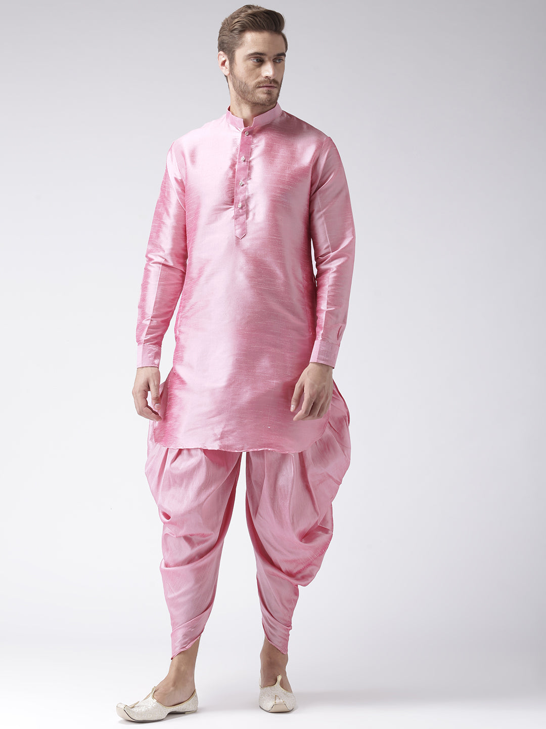 Hangup Men's Regular Solid Dupion Kurta Harem