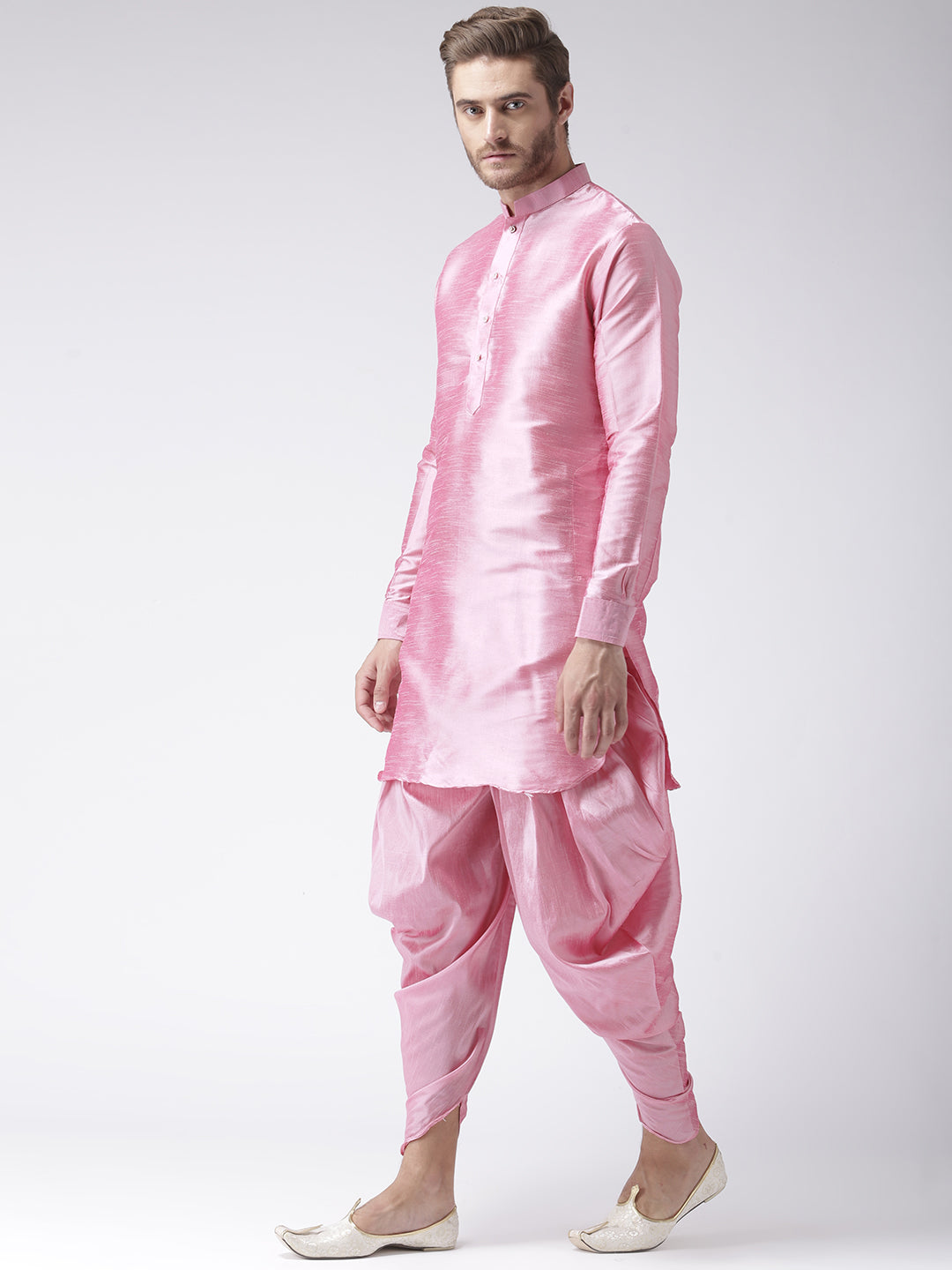 Hangup Men's Regular Solid Dupion Kurta Harem