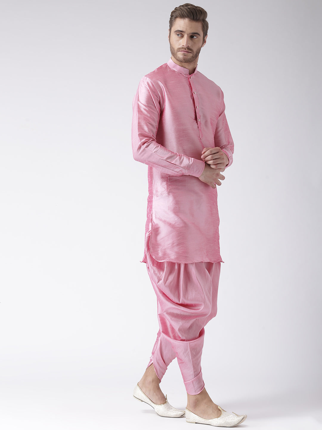 Hangup Men's Regular Solid Dupion Kurta Harem