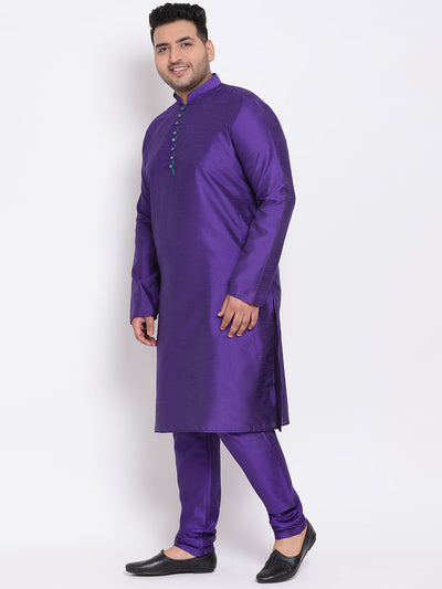 HANGUP Men Regular Fit Solid Silk Kurta Pyjama