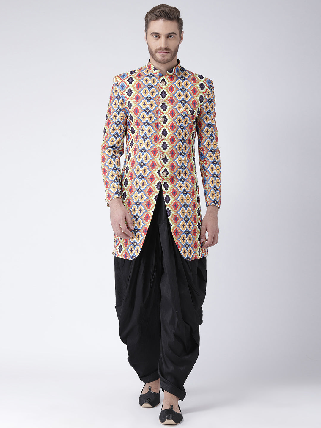 Hangup Men's Printed Sherwani with Salwar Set