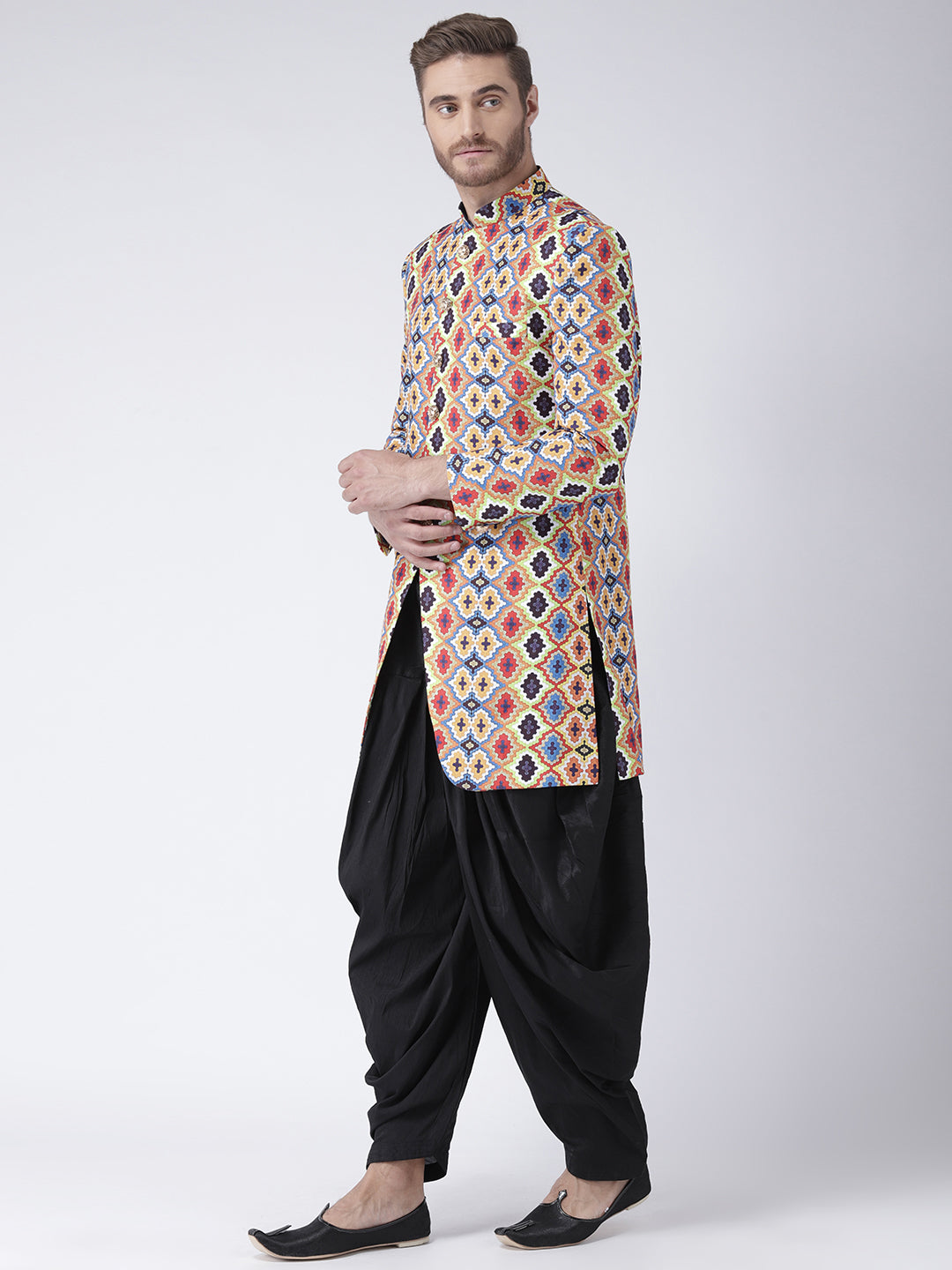 Hangup Men's Printed Sherwani with Salwar Set