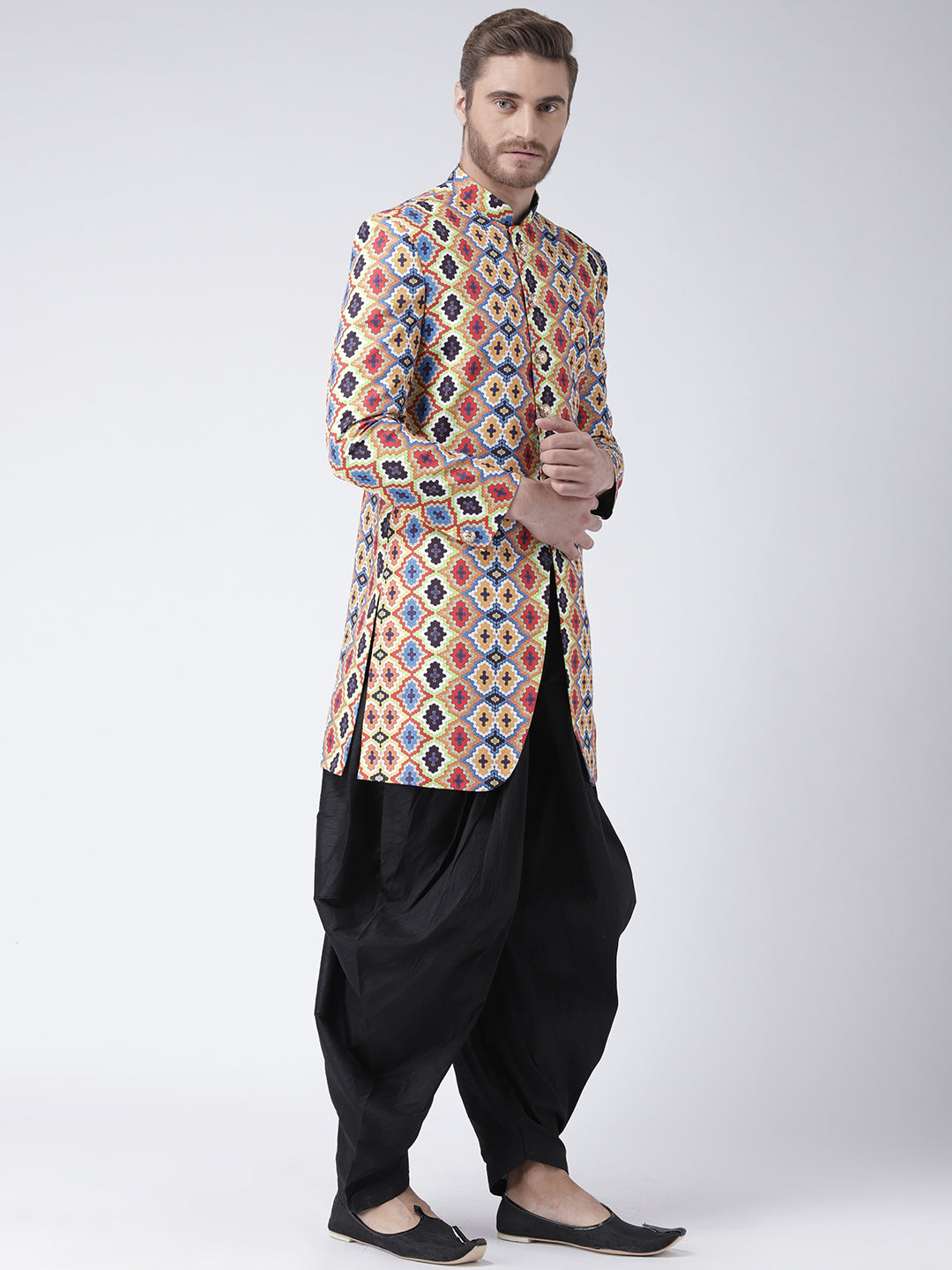 Hangup Men's Printed Sherwani with Salwar Set