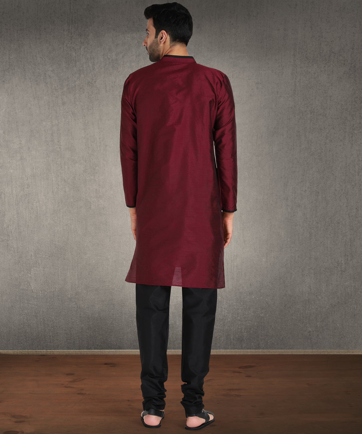 Hangup Men's Regular Fit Solid Dupion Silk Kurta Pajama