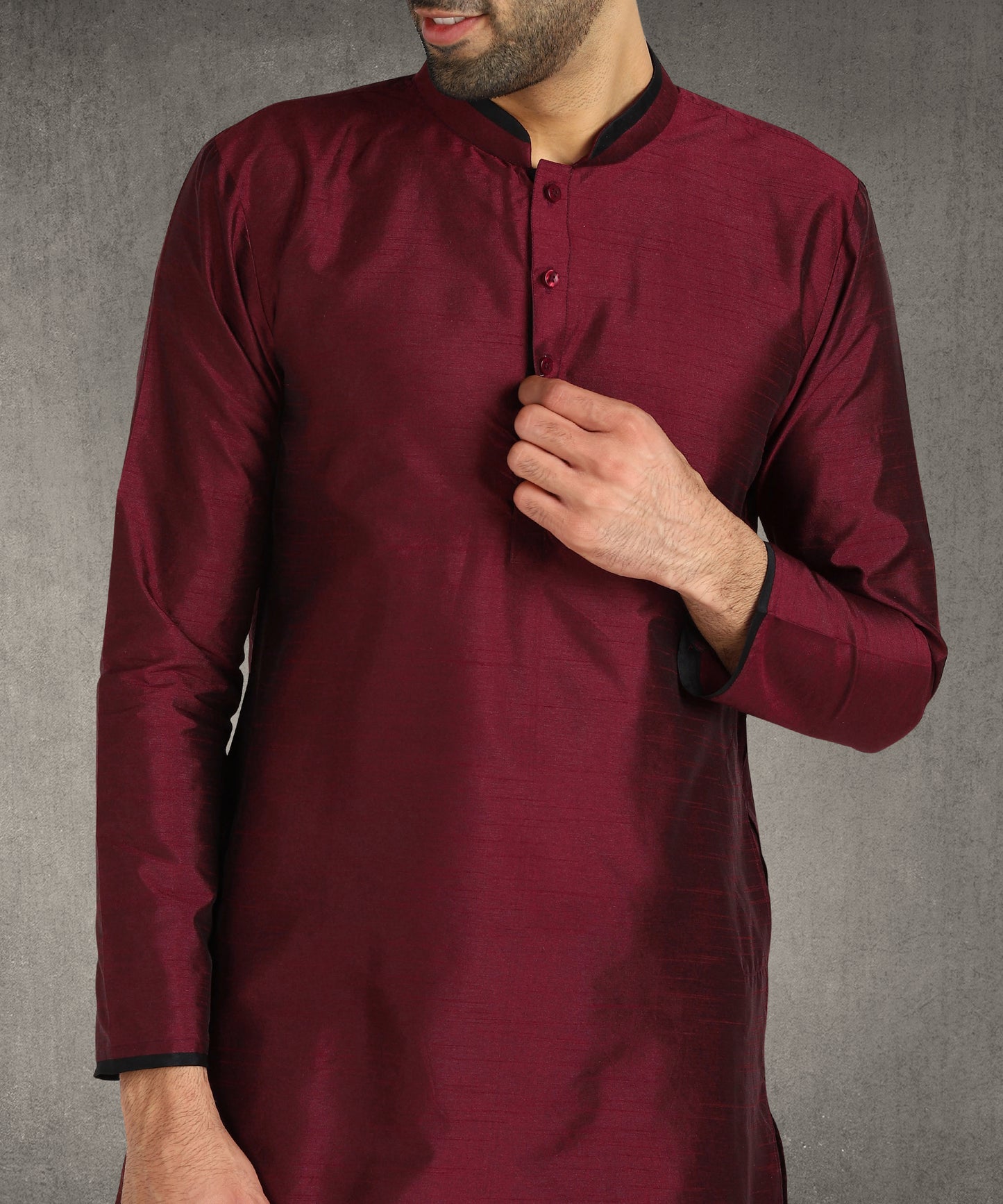 Hangup Men's Regular Fit Solid Dupion Silk Kurta Pajama