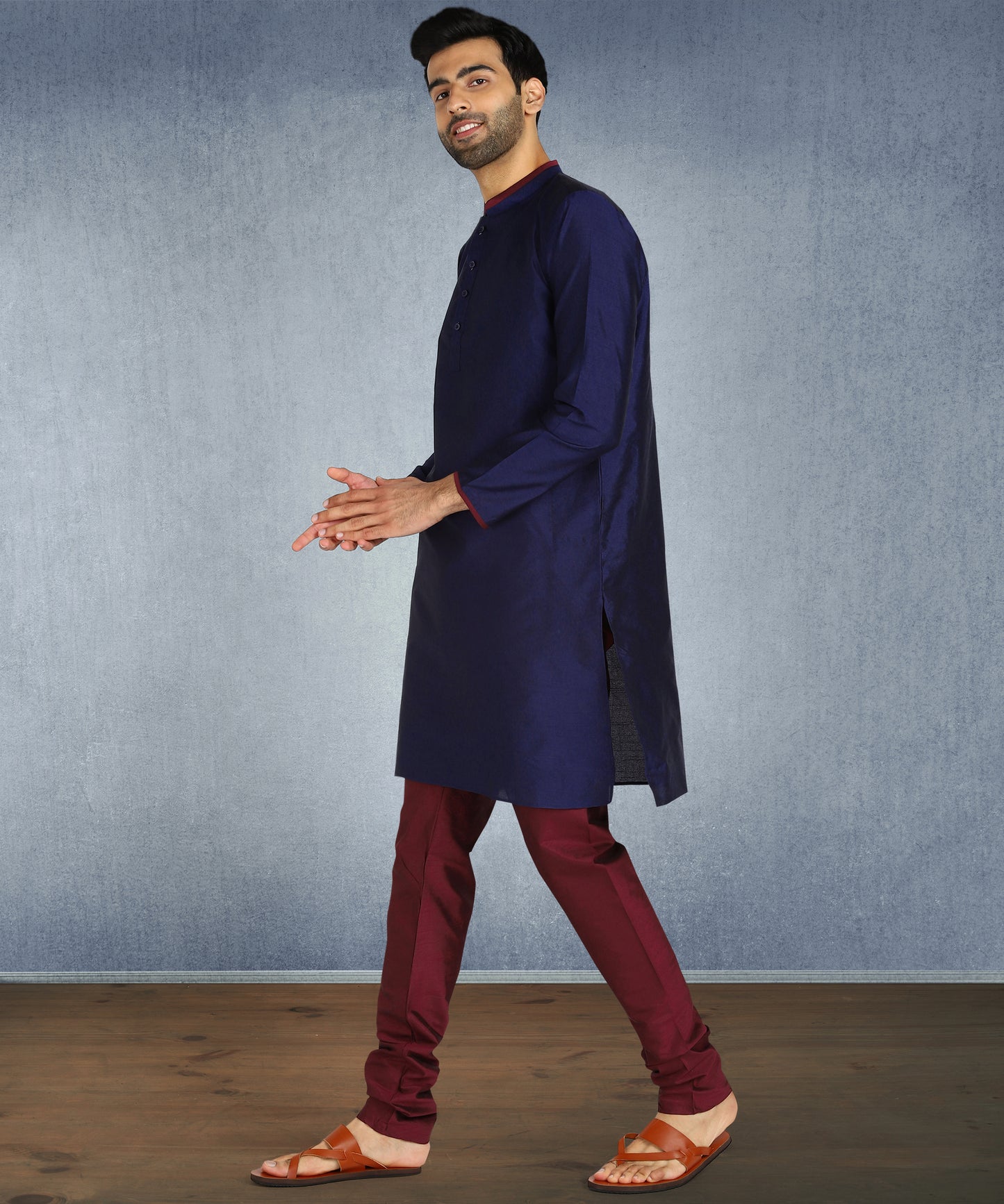 Hangup Men's Regular Fit Solid Dupion Silk Kurta Pajama