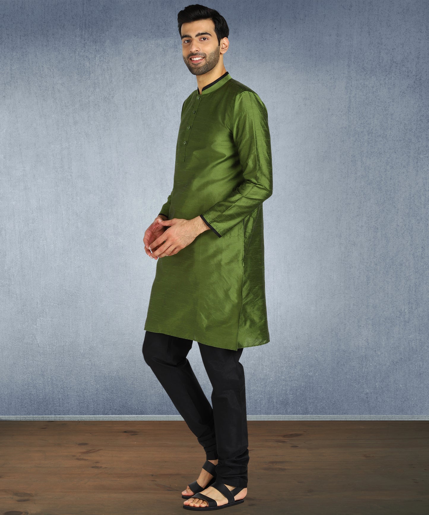 Hangup Men's Regular Fit Solid Dupion Silk Kurta Pajama