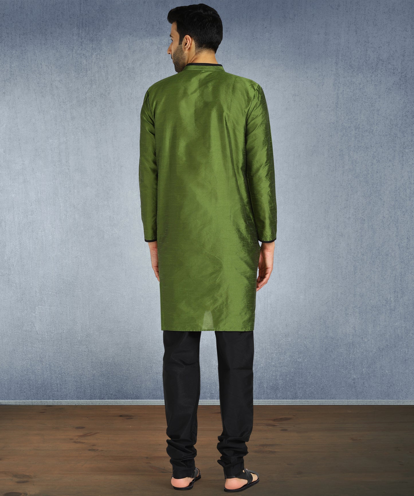 Hangup Men's Regular Fit Solid Dupion Silk Kurta Pajama