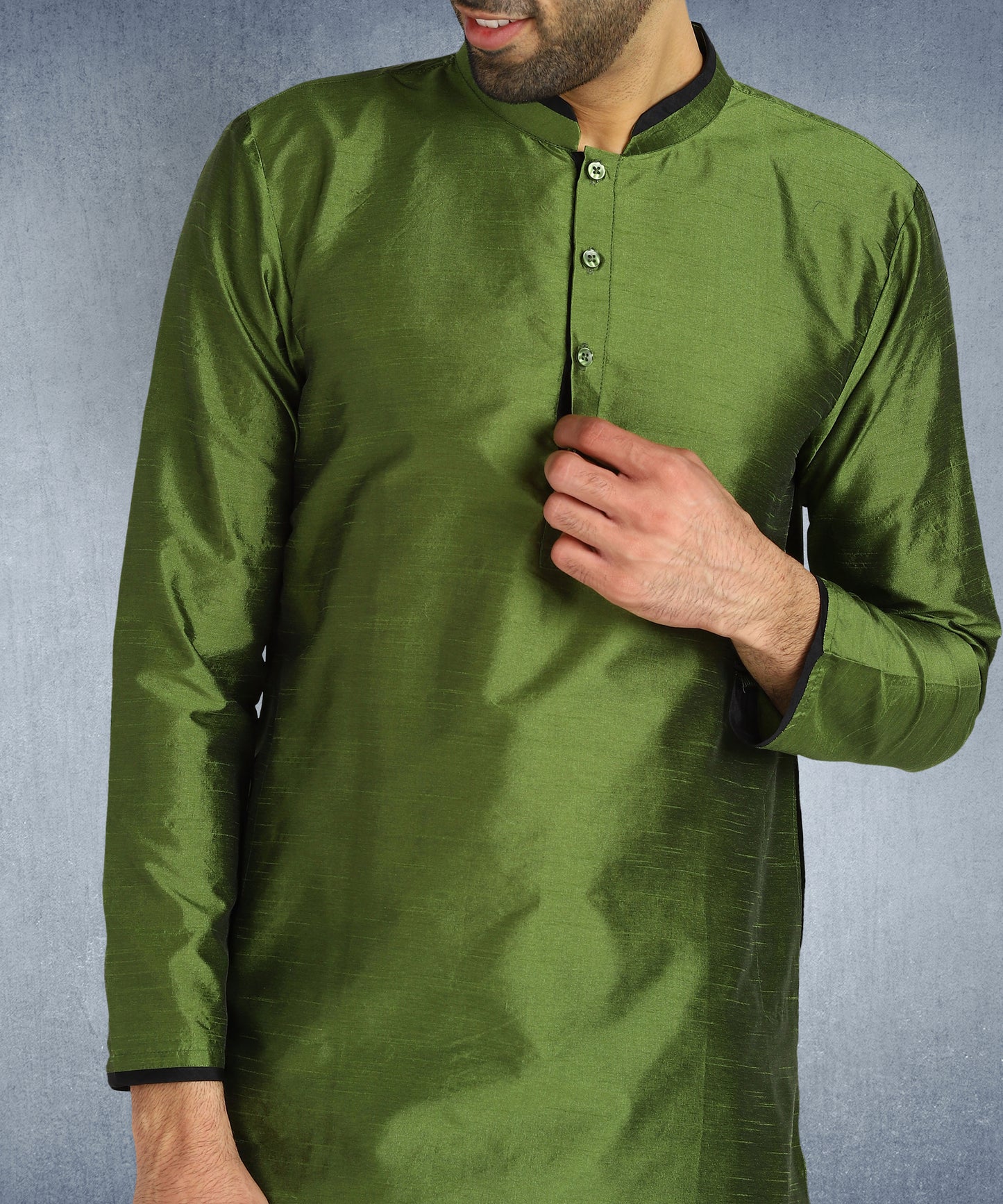 Hangup Men's Regular Fit Solid Dupion Silk Kurta Pajama