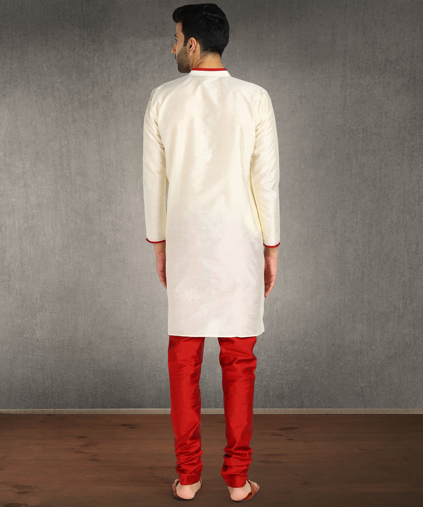 Hangup Men's Regular Fit Solid Dupion Silk Kurta Pajama