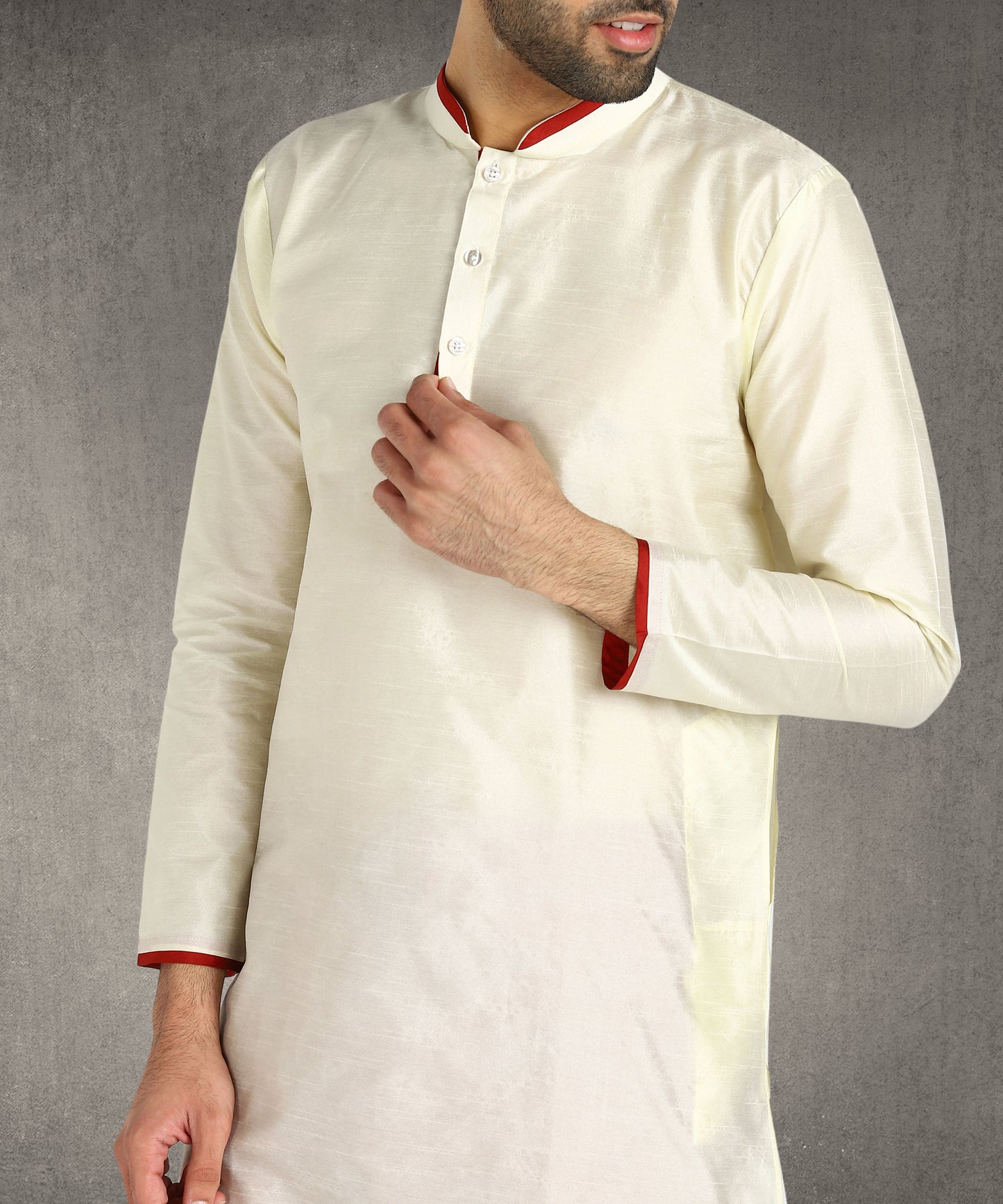 Hangup Men's Regular Fit Solid Dupion Silk Kurta Pajama