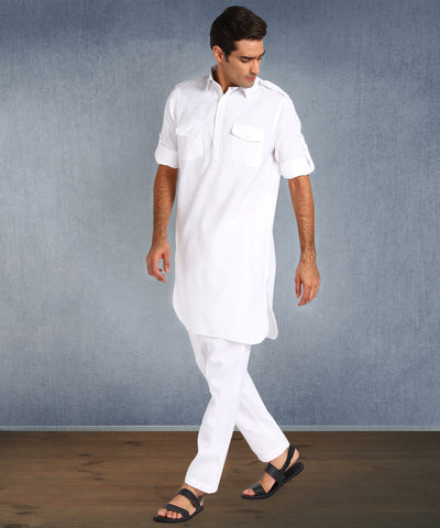 Hangup Men's Regular Fit Solid Cotton Polyester Kurta Pajama