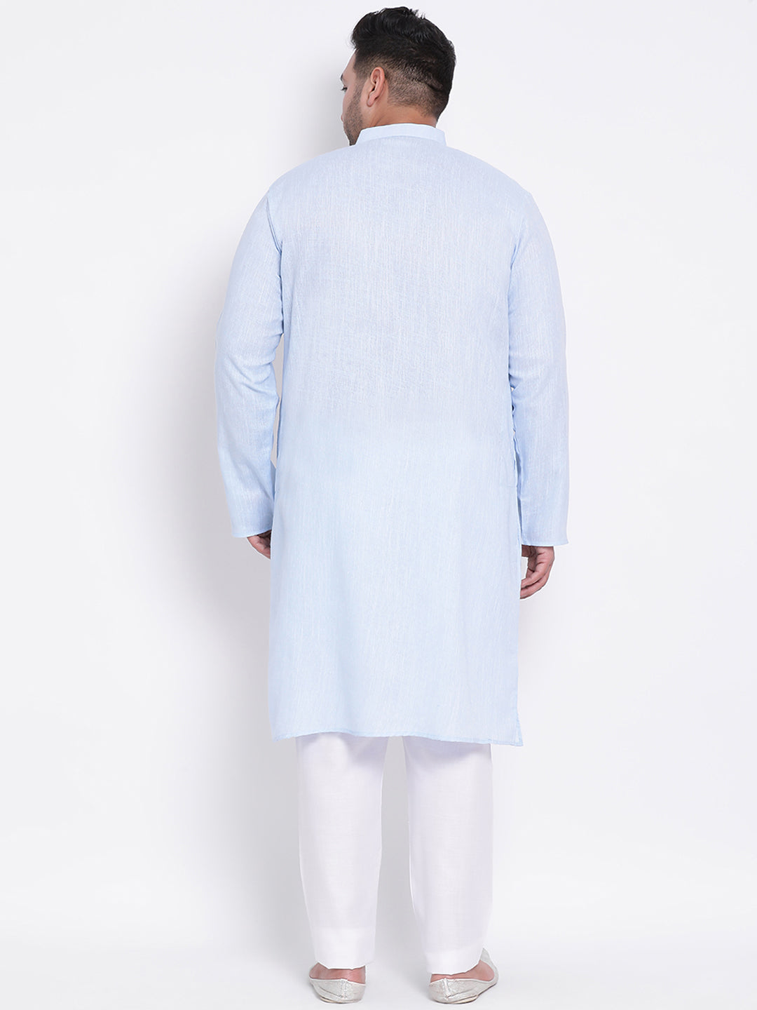 HANGUP Men Regular Fit Solid Cotton Linen Kurta Pyjama