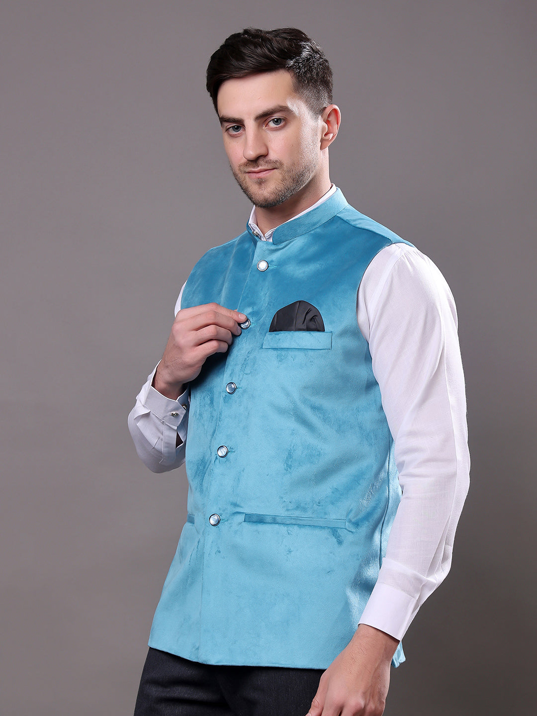 Hangup Men's  Velvet Nehru Jacket