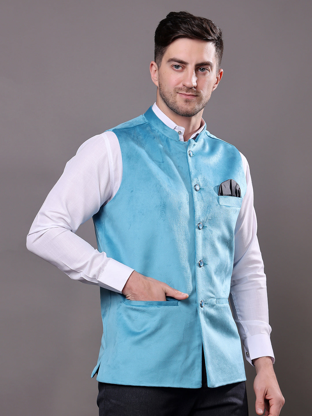 Hangup Men's  Velvet Nehru Jacket