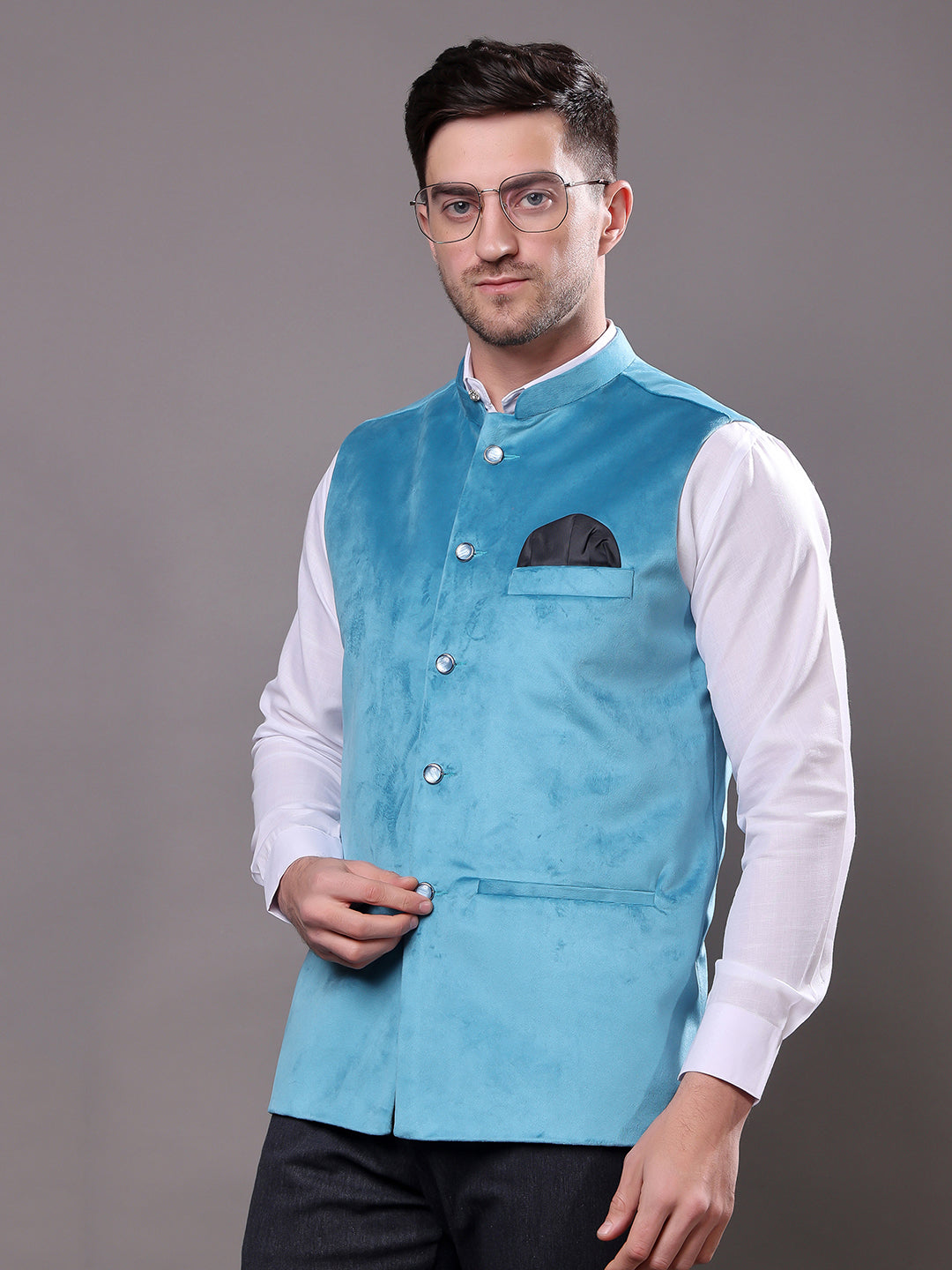 Hangup Men's  Velvet Nehru Jacket