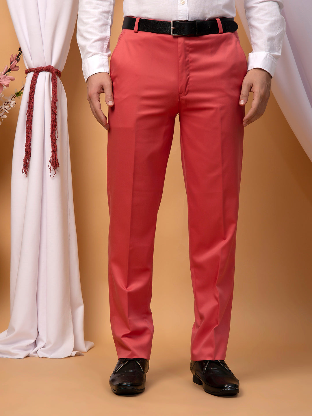 Hangup Men Partywear cherry  Formal pant