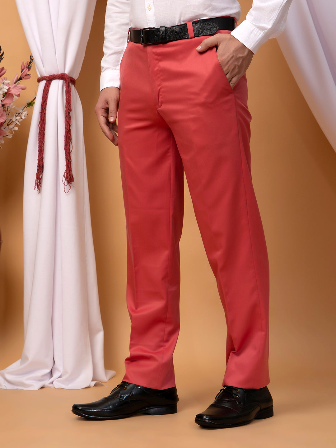 Hangup Men Partywear cherry  Formal pant