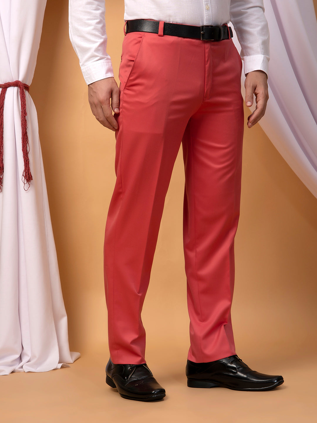 Hangup Men Partywear cherry  Formal pant