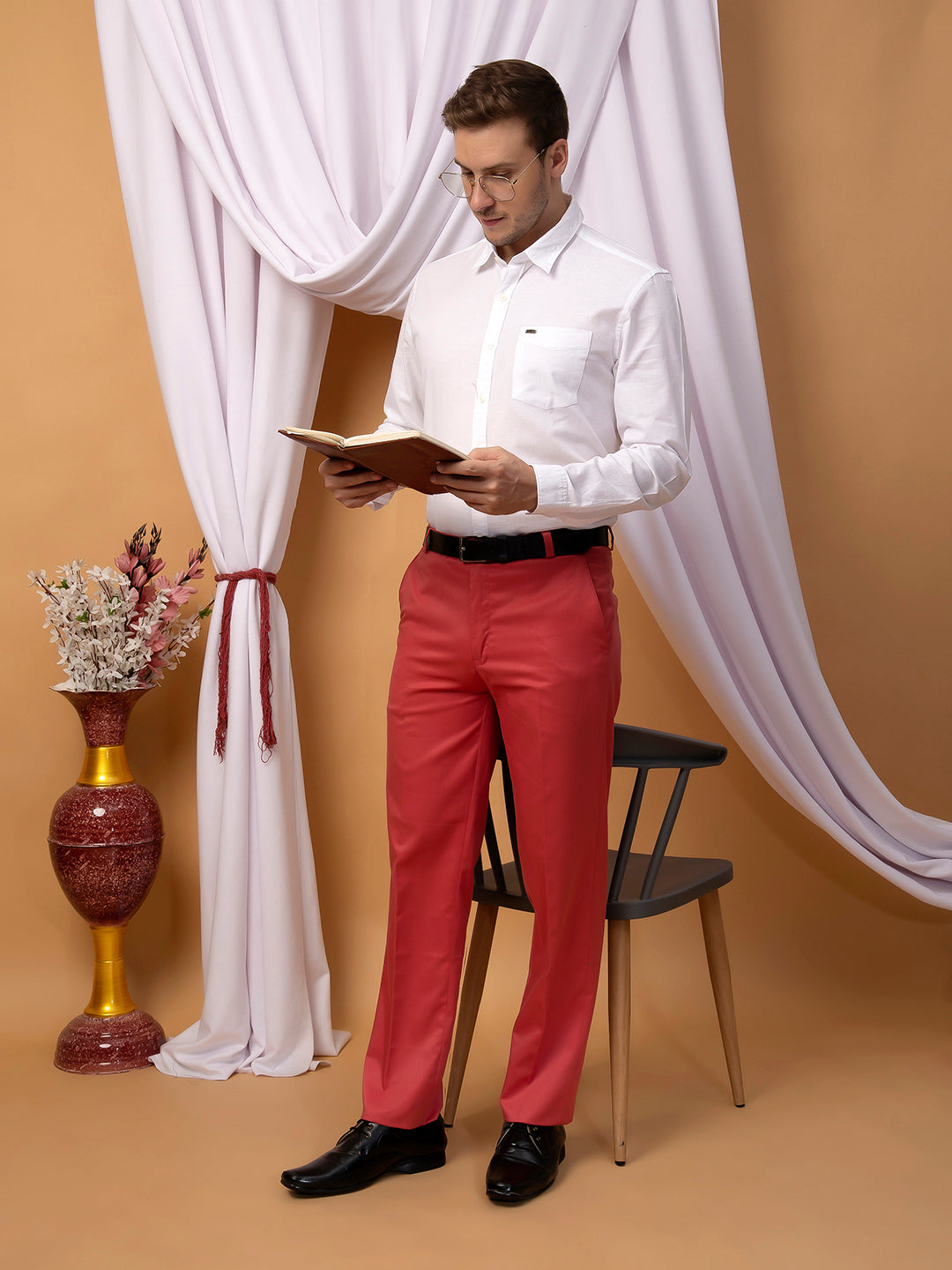 Hangup Men Partywear cherry  Formal pant