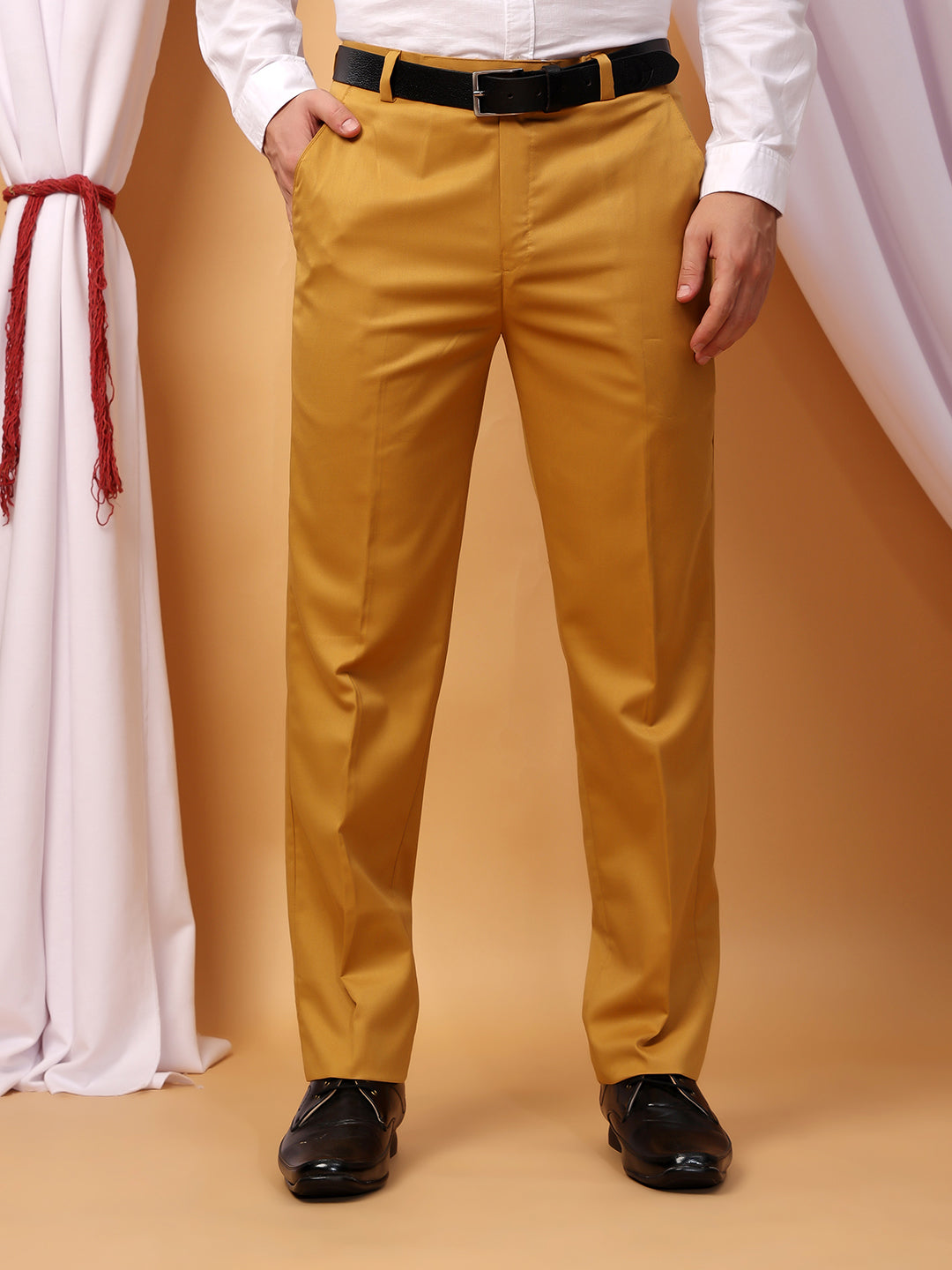 Hangup Men Partywear mustard Formal pant